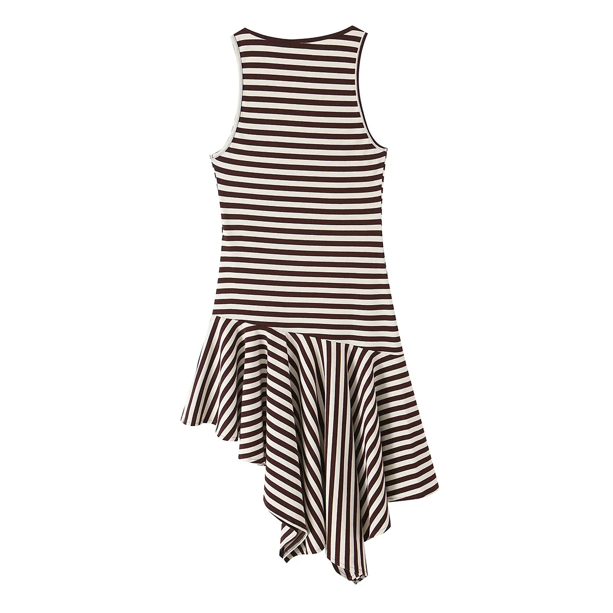 KONDALA Damen Trendiges Strandkleid Gestreiftes Kurzkleid Ärmellos Asymmetrischer Saum Kleid 2026 Frühling Sommer Urlaub Party Cami Mujer Kleid – Detail 5