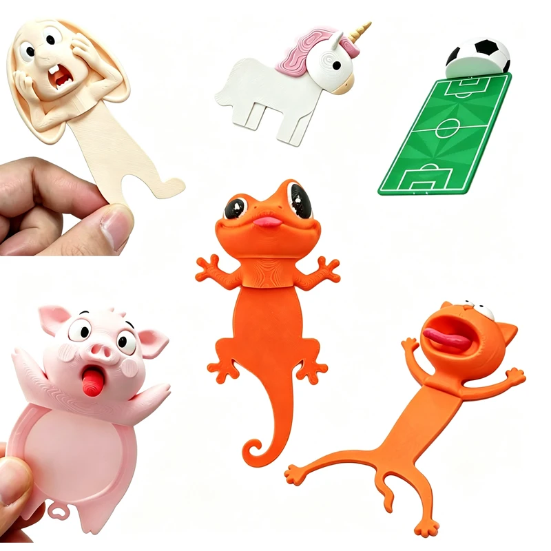 1Pc Creative 3D Printed Cute Animals Gecko Pink Pig Cat Rabbit Book Mark Quirky Funny Reading Books Bookmark Students Supplies