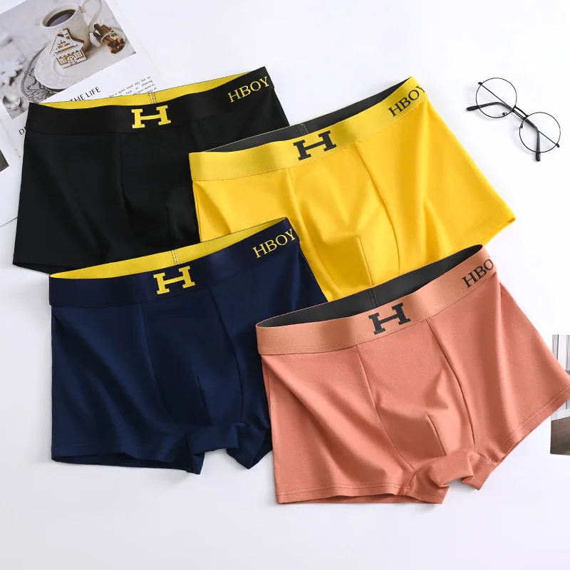 1/3PCS Ice Silk Magnet Temperature Change Men Underwear Flat Angle Pants Magnetic Crotch Antibacterial Mid Waist Four Angle Pant