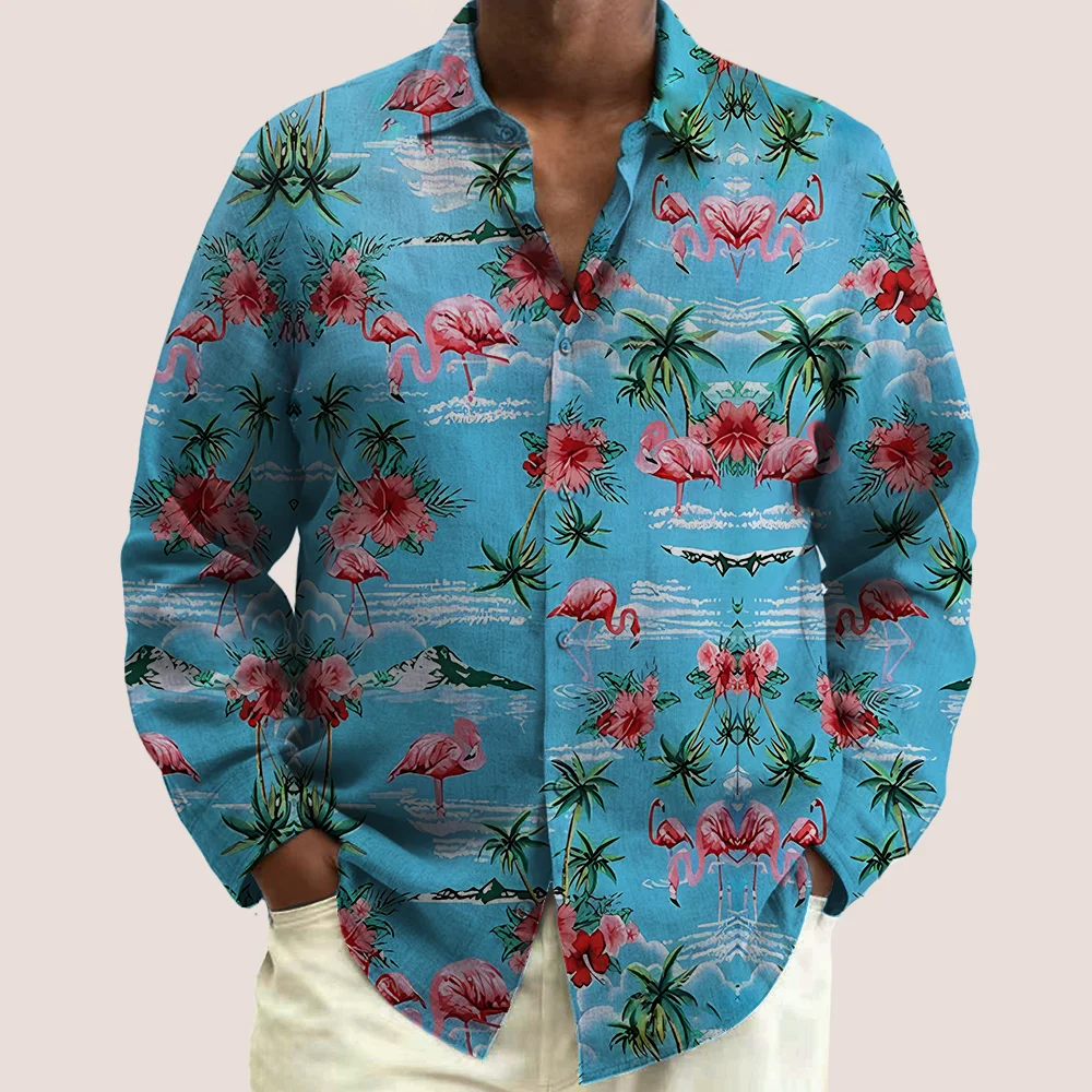 

Мужская рубашка больших размеров S-9xl: Vibe Coconut & Leaf — большой и высокий крой, мягкая дышащая ткань, стильные принты Palm-Coconut,