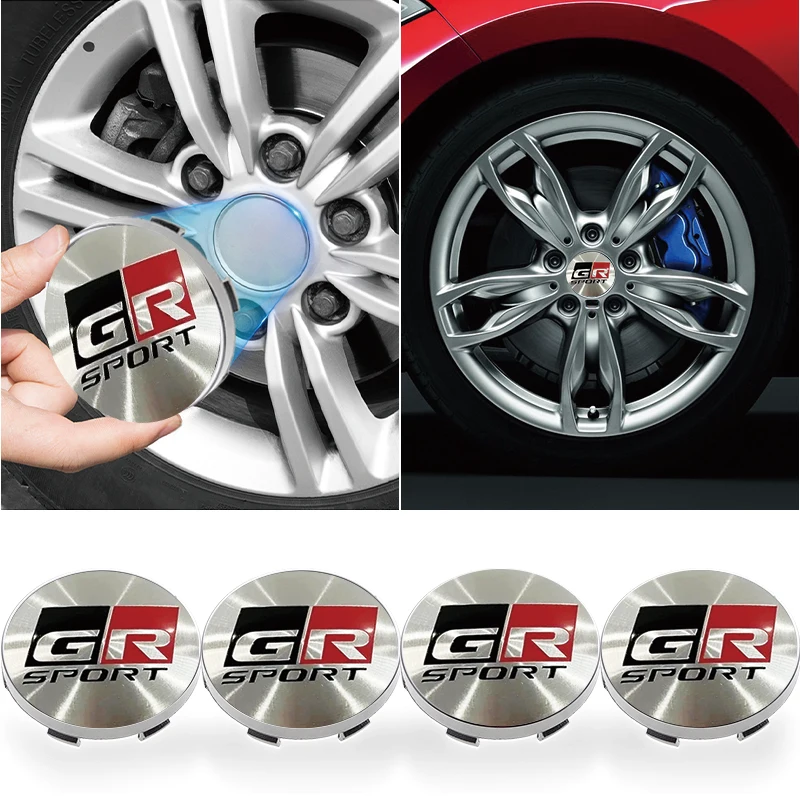 4pcs 60mm Car Wheel Center Hub Caps Protector Decorations Car Accessories For Toyota GR Gazoo Racing RAV4 C-HR Mirai Prado Plugs