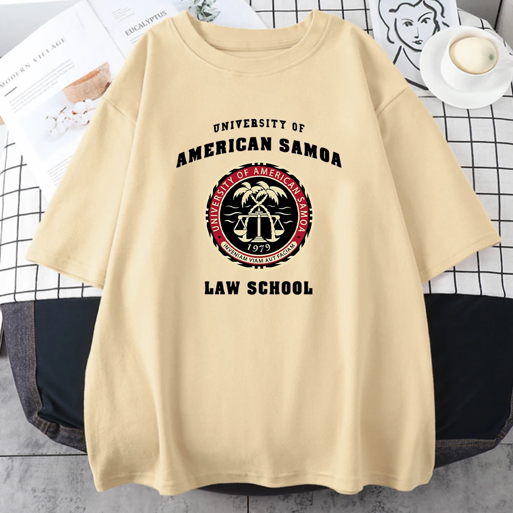 University Of American Samoa Law School Prints Men Cotton Tee Clothing Summer Breathable Casual T-Shirts Short Sleeve Male Tops