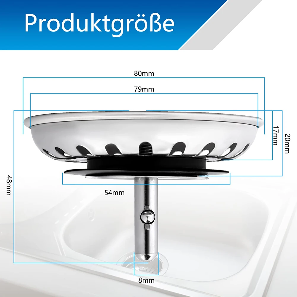 Sitko do zlewu kuchennego ze stali nierdzewnej 80/82/84 Mm umywalka do użytku domowego sitko do zlewu kosz korek na odpady filtr korek