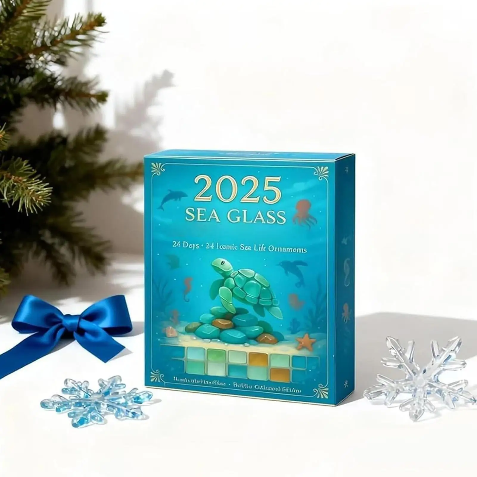 2025 Kerstkalender 24 Dagen 2D Zeeglas Leuke Dierenornamenten Kerstkalender voor Kinderen Verzamelaars Feestartikelen Muurdeur