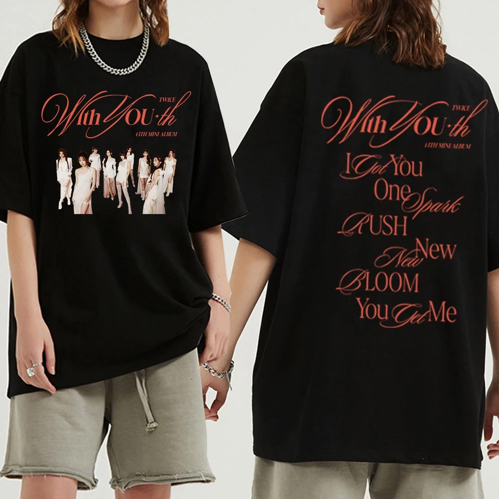 2024 Twice Kpop With You-th Album T Shirt Women Print Tshirt Harajuku Women Ulzzang T-Shirt Kawaii 90S Tees