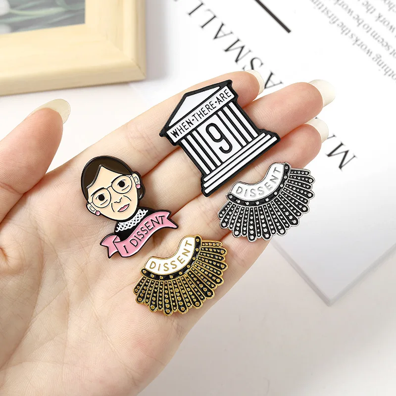 I Dissent RBG Enamel Pin Brooches Shirt Lapel Bag Ruth Bader Ginsburg Badge Female Justice Feminist Jewelry Gift