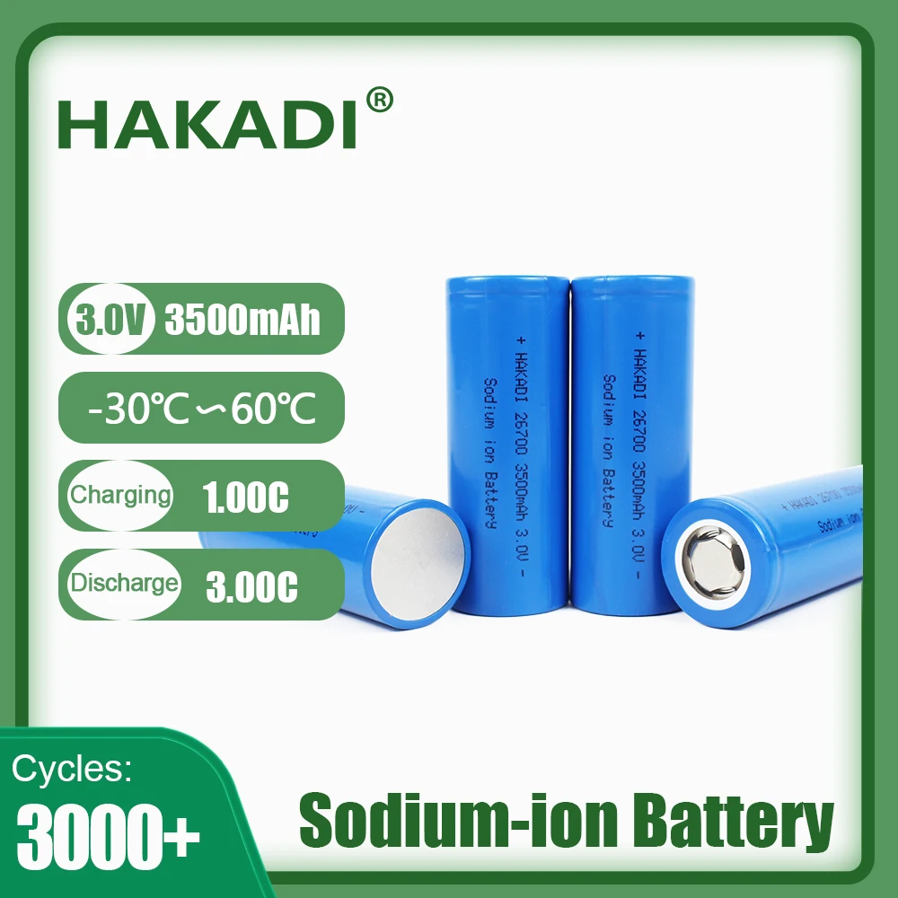 BTRHAKADI 26700 3V 3500mah Rechargeable Na-ion Sodium Batteries 4-20PCS For Solar Light Energy Storage Boat Discharge at -30℃