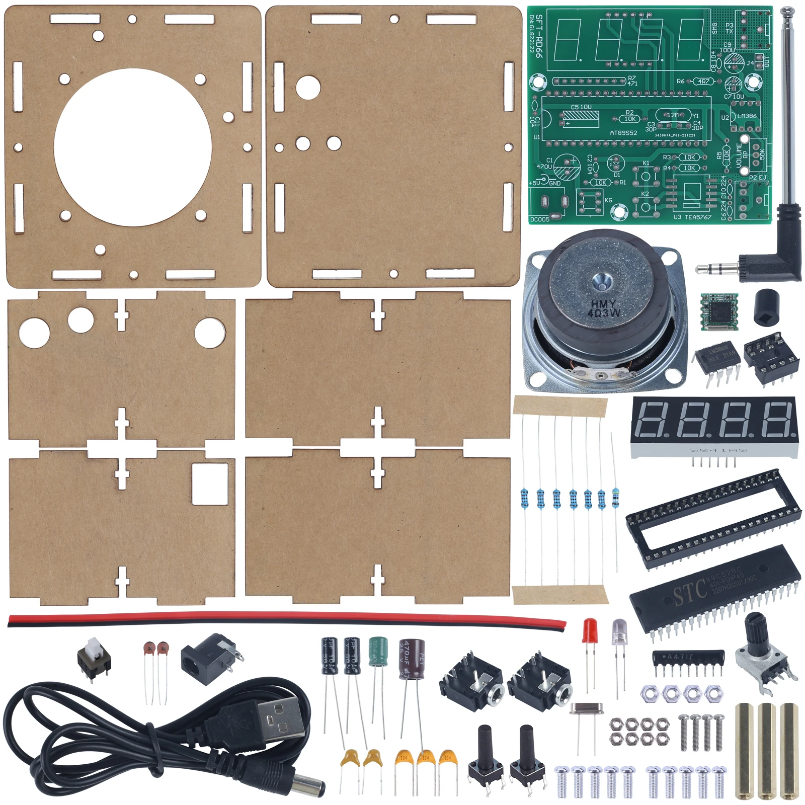 DIY Radio Electronic Kit TEA5767 FM Radio Wireless Receiver Module 87-108MHz DC5V 3W Speaker SFT-RD66 Soldering Project Practice