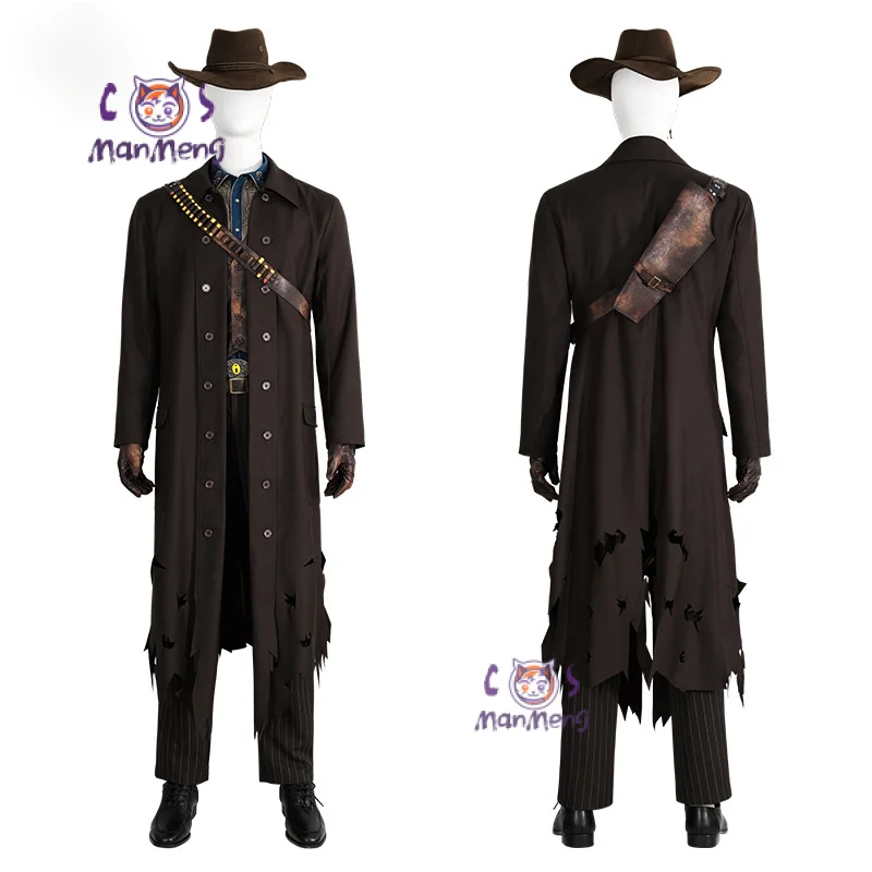 Fallout Costume Clothes Uniform Performance Dress Cowboy Hat Brown Suit Ghouls Cosplay Costume Battle Set