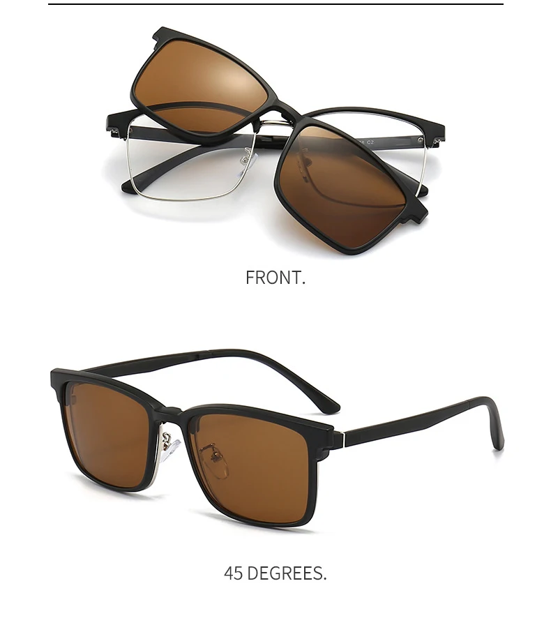 Vcka 6 in1 quadratisch polarisierte Myopie Sonnenbrille Männer Frauen Magnet clip Brille Rahmen optische verschreibung pflicht ige Brillen-0,5 bis-6,0 – Detail 10