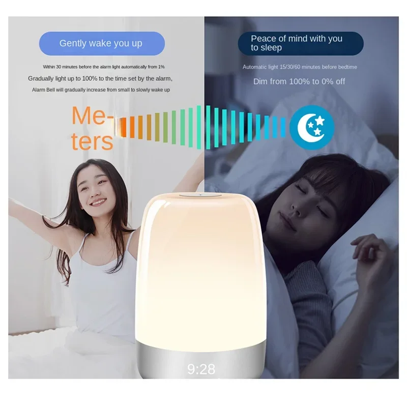 Picture 4: 1pcs Wake Up Night Light With Sunrise Simulation Alarm Clock Dimmable Warm White LED RGB Bedside Lamp Ambient
