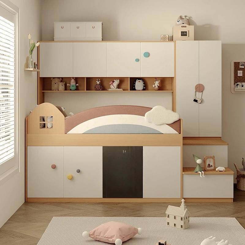 Multifunctional storage semi-high bed children's bed small apartment bed