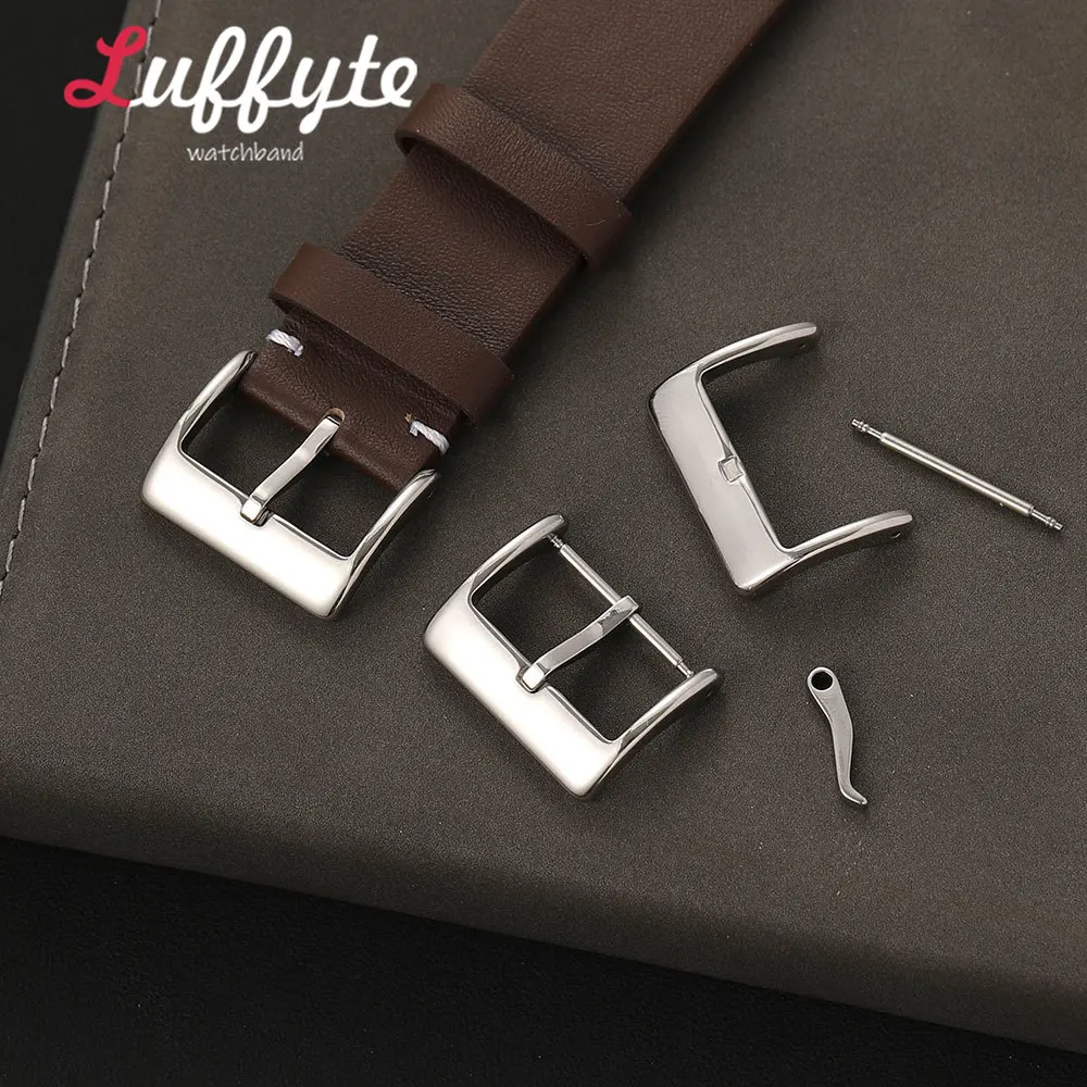 16mm 18mm 20mm 22mm Watch Band Accessory Metal Tang Buckle Strap Stainless Steel Polished Silvery Watch Buckles