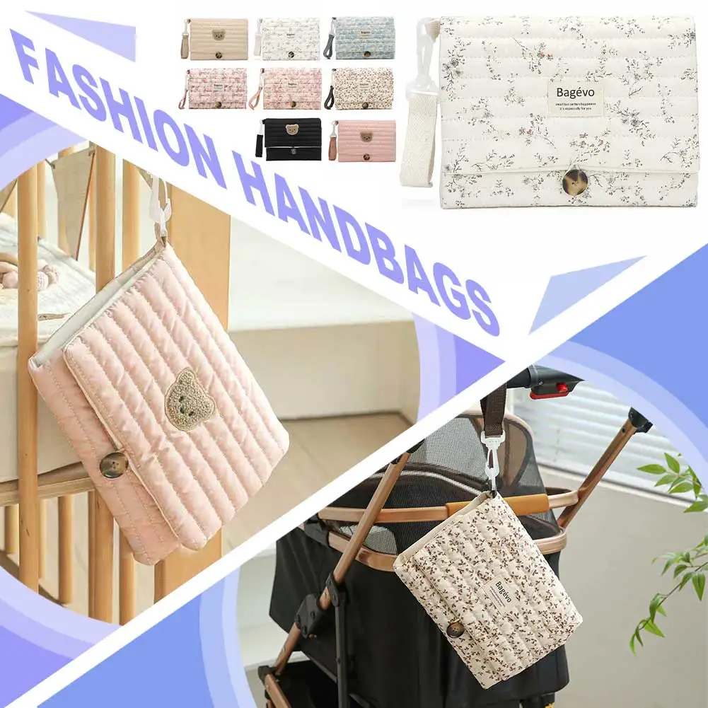 Baby Diaper Bag Organizer Travel-Friendly Diaper and Wipes Pouch Foldable Compact Stroller Pouch for Newborn Essentials