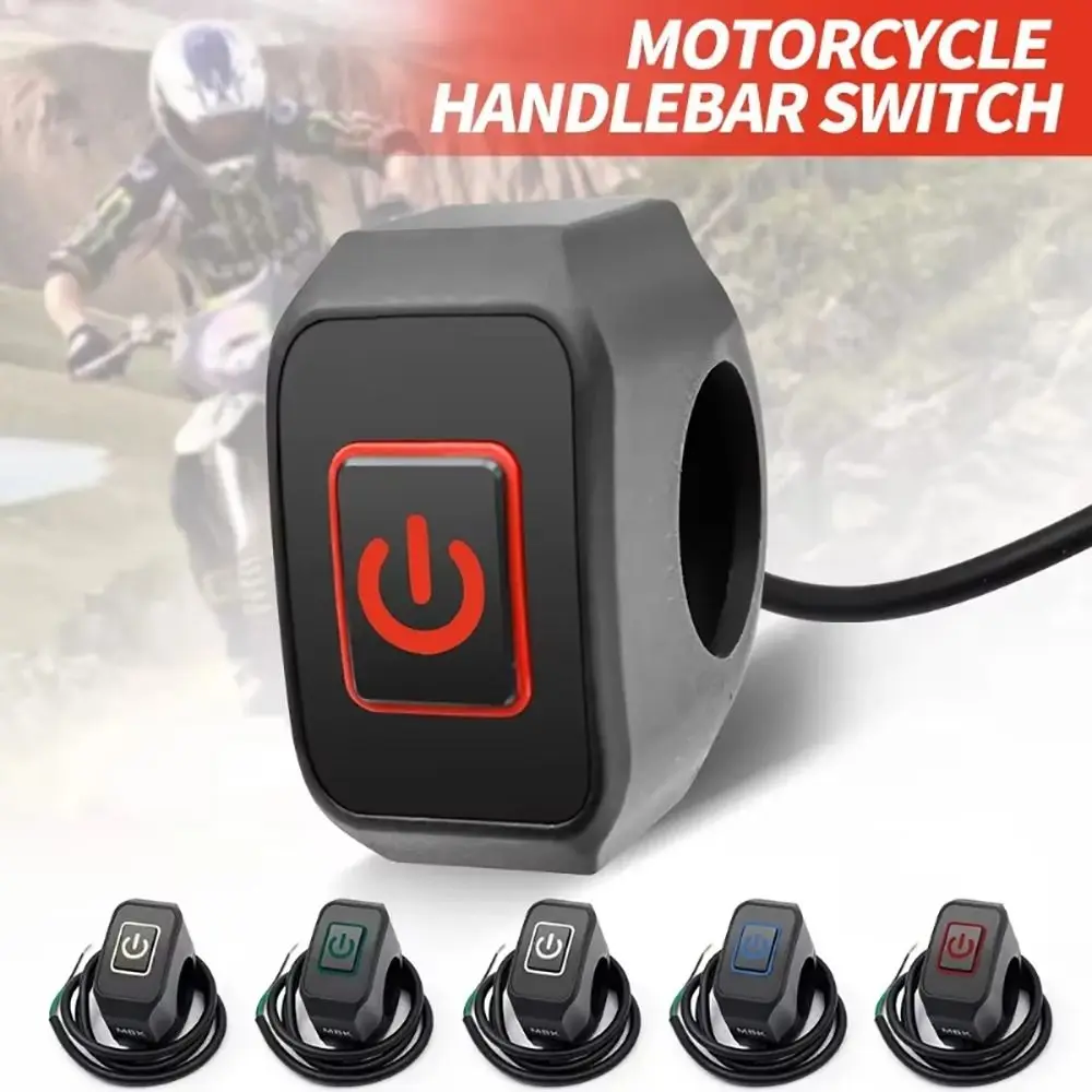 1Pcs Headlight Horn Control Motorcycle Handlebar Switch ON OFF Buttton Waterproof Modified Switch with LED Light Handlebar Mount