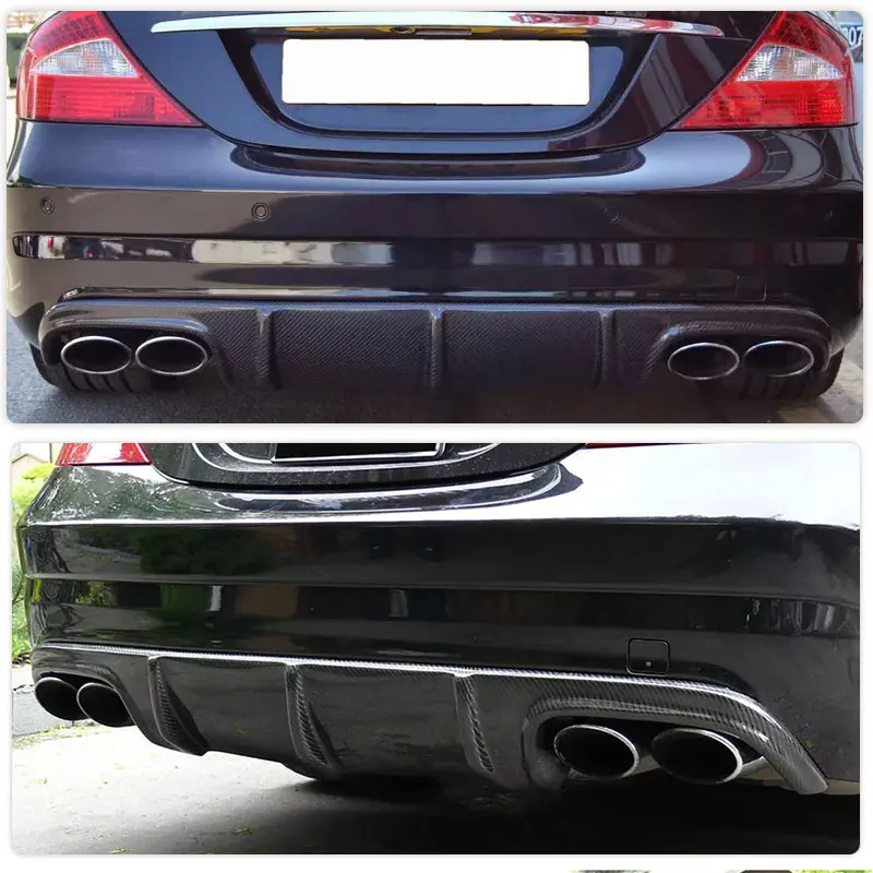 Car Rear Bumper Diffuser Lip Spoiler Carbon Fiber for Mercedes Benz CLS Class W219 CLS63 AMG Sedan 2006-2010 Rear Lip Body Kit