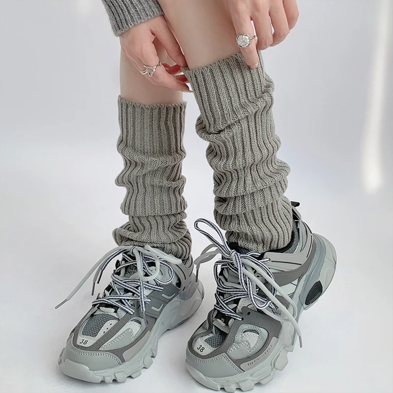 

Tube Socks Women's Pure Color Cotton Knitted Gray AutumnWinter Color Stitching Fashion Simple Leg Shaping Four Seasons Universal