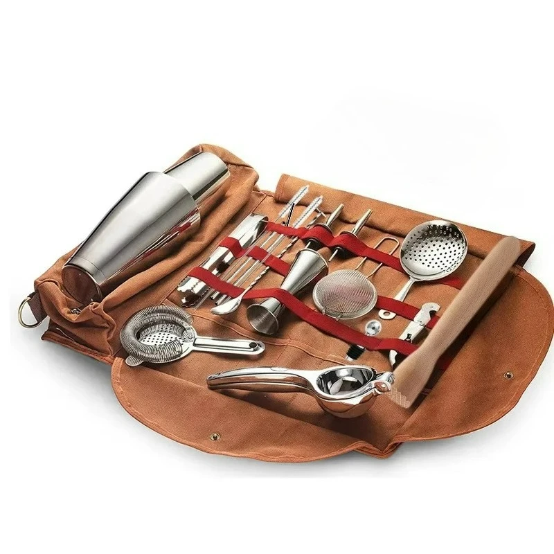 

Набор для бармена, бар, сумка для инструментов для бармена, холщовая сумка для инструментов, портативная сумка для хранения блендера