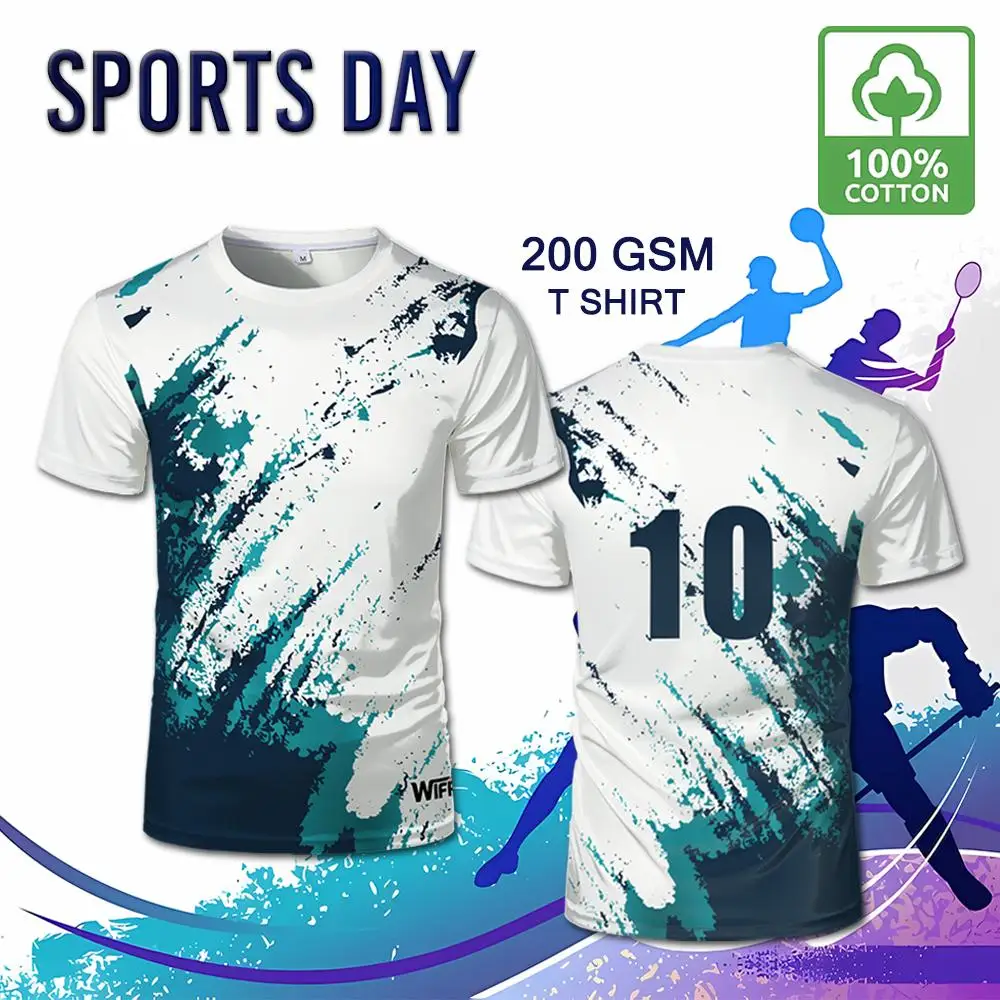

Abstract Ink-splashed Print Sports T-shirt Soft Comfortable High-quality Cotton Short-sleeved Tops WIFRU Outdoor Training Jersey