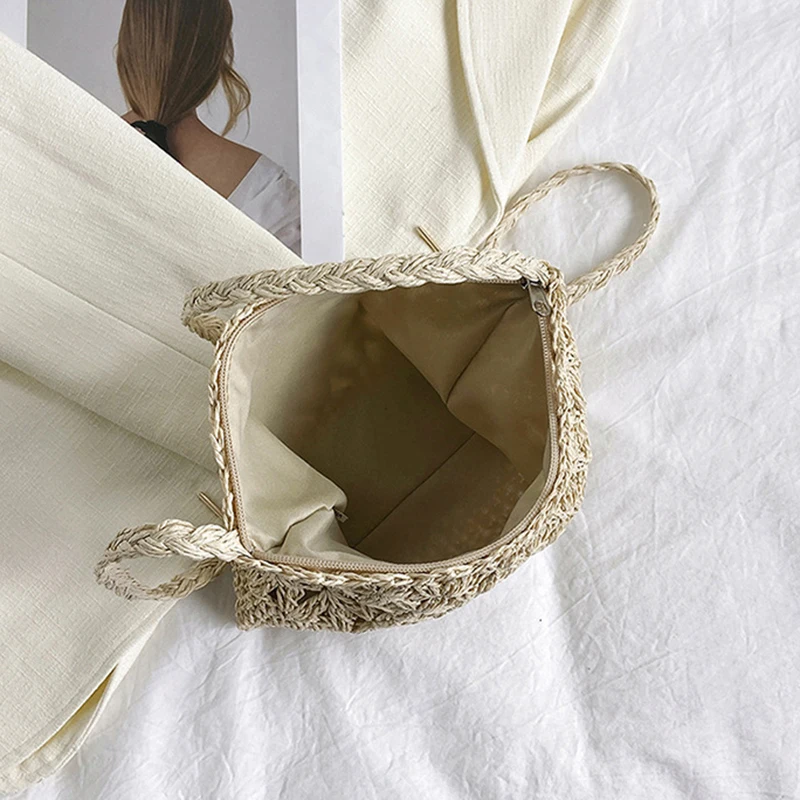 Small Fresh Crossbody Bag, Women\'s Bag, Straw Woven Shoulder Bag, Niche And Versatile Woven Bag, Simple And Fashionable Handbag