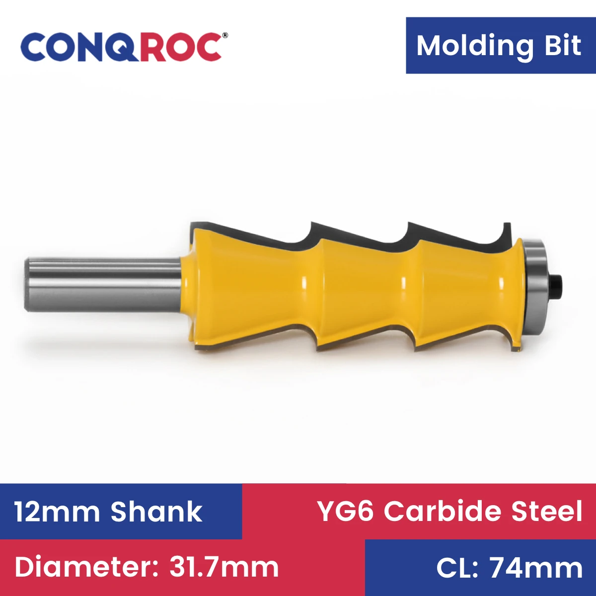 Woodworking Window-Blinds Groove Router Bit 12mm Shank Cutting Length-74mm with Top Bearing