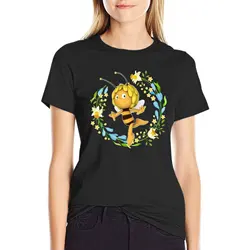 Maya The Bee with flowers T-Shirt Short sleeve tee kawaii clothes t shirt dress Women