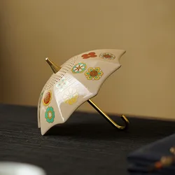 Creative umbrella tea drain ceramic tea separation filter home desktop tea table decoration