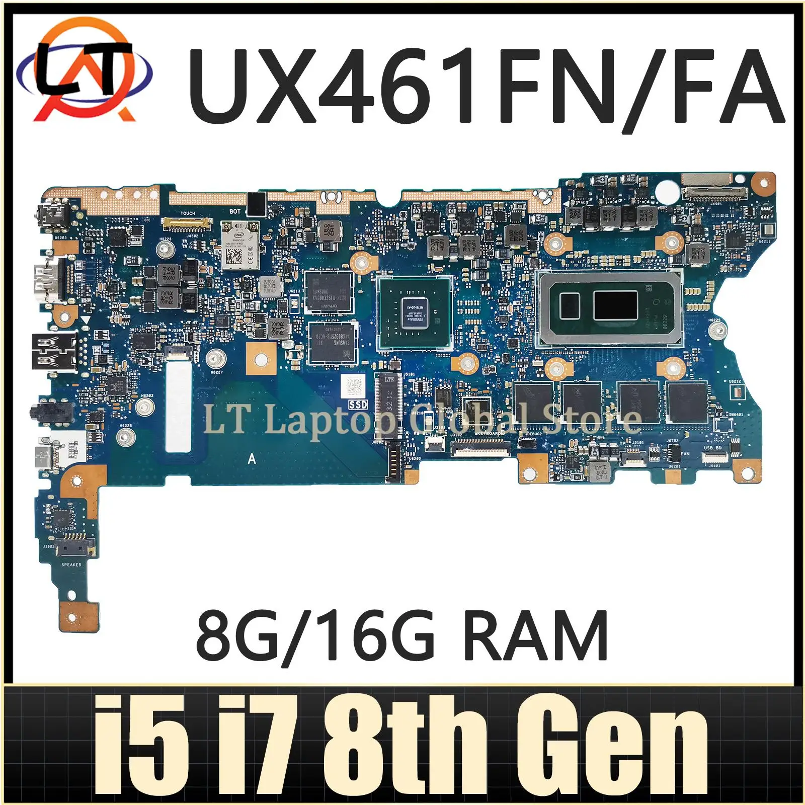 

Mainboard For ASUS Zenbook Flip 14 UX461FN UX461FA UX461 UX461F Laptop Motherboard I5 I7 8th Gen CPU 8G/16G-RAM UMA/V2G