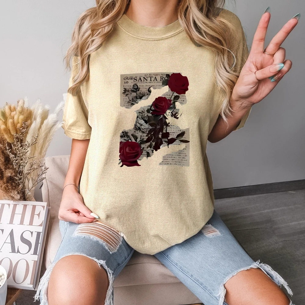 تي شيرت قطن 100% برقبة دائرية تي شيرت أبيض كلاسيكي للنساء ملابس خروج كبيرة الحجم كاجوال فضفاض مناسب جرافيك عتيق Te #2