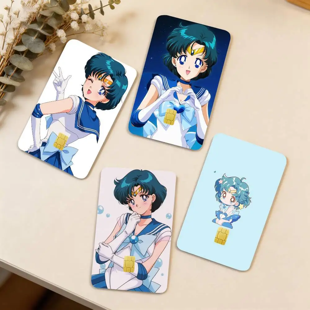 Ami Mizuno  Sailor Mercury 4pcs 1Set Laser Holographic Sticker Skin Cover for Credit Bank Debit Card