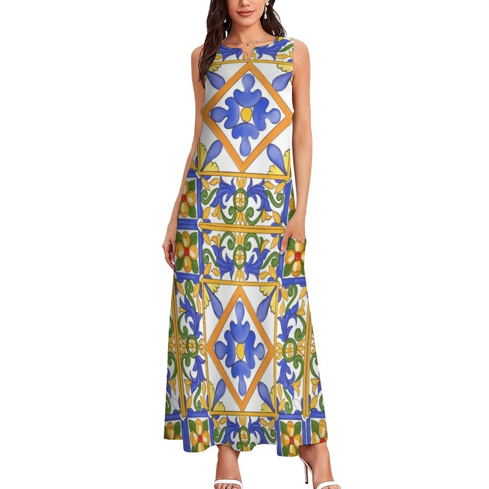 Citrus,Sicilian style summer decor pattern Long Dress women dresses dress for woman Dress