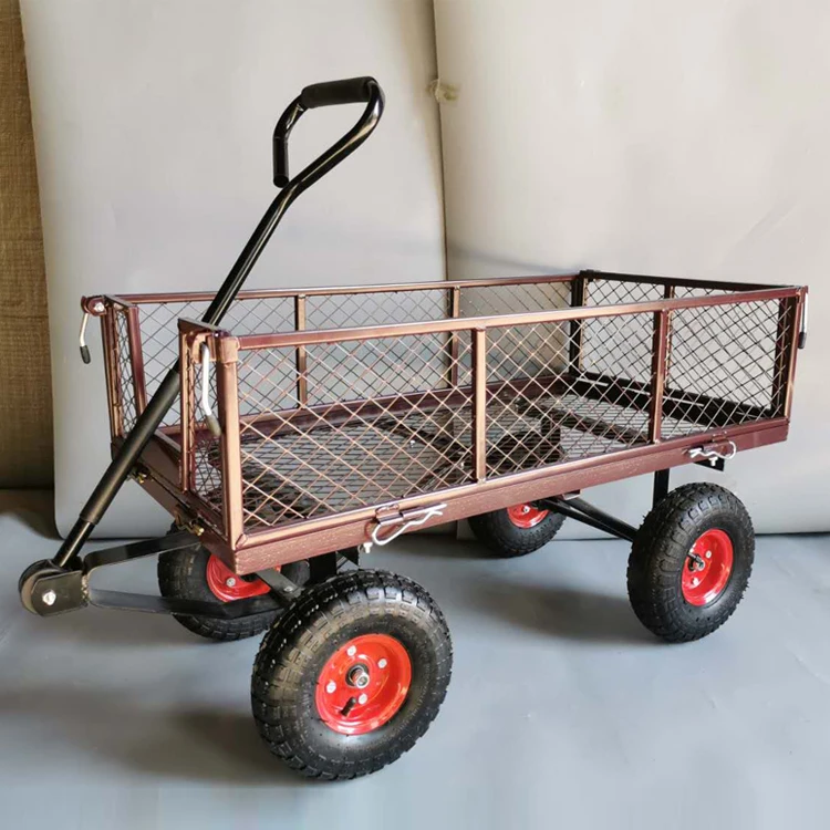 Four Wheel Flat Trailer Household Trolley  Transport Truck Small Pull Truck Gardening Luggage Trolleys Foldable Hand Cart