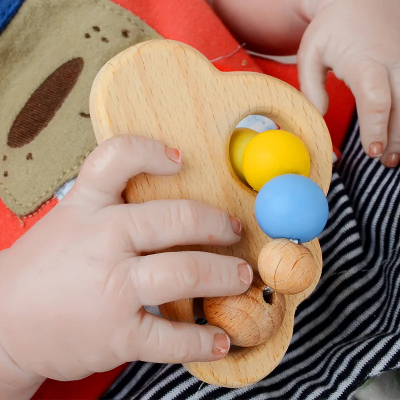 Produtos para mães e bebês, brinquedos para dentição de bebês, hastes de moagem, sinos de agitação, brinquedos para dentição de nuvem de madeira de faia