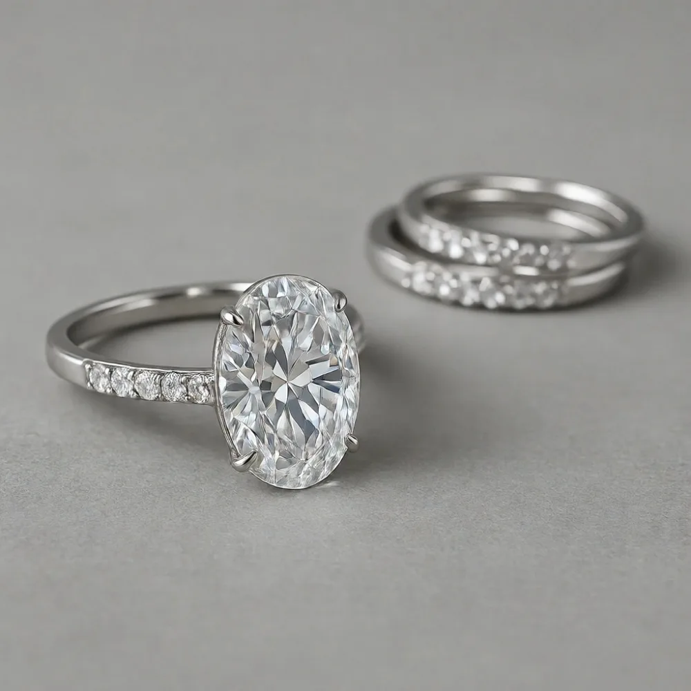 

Обручальное кольцо для женщин из стерлингового серебра 925 пробы с овальным кубическим цирконием в 3 карата, размеры от 6 до 10.