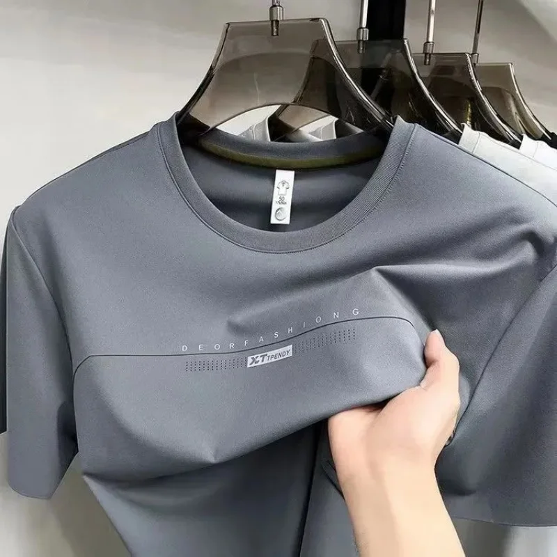 Men's Basic Short Sleeve T Shirt with Minimalist Print Design Breathable Cotton Blend Tee for Daily Wear Summer Casual Top