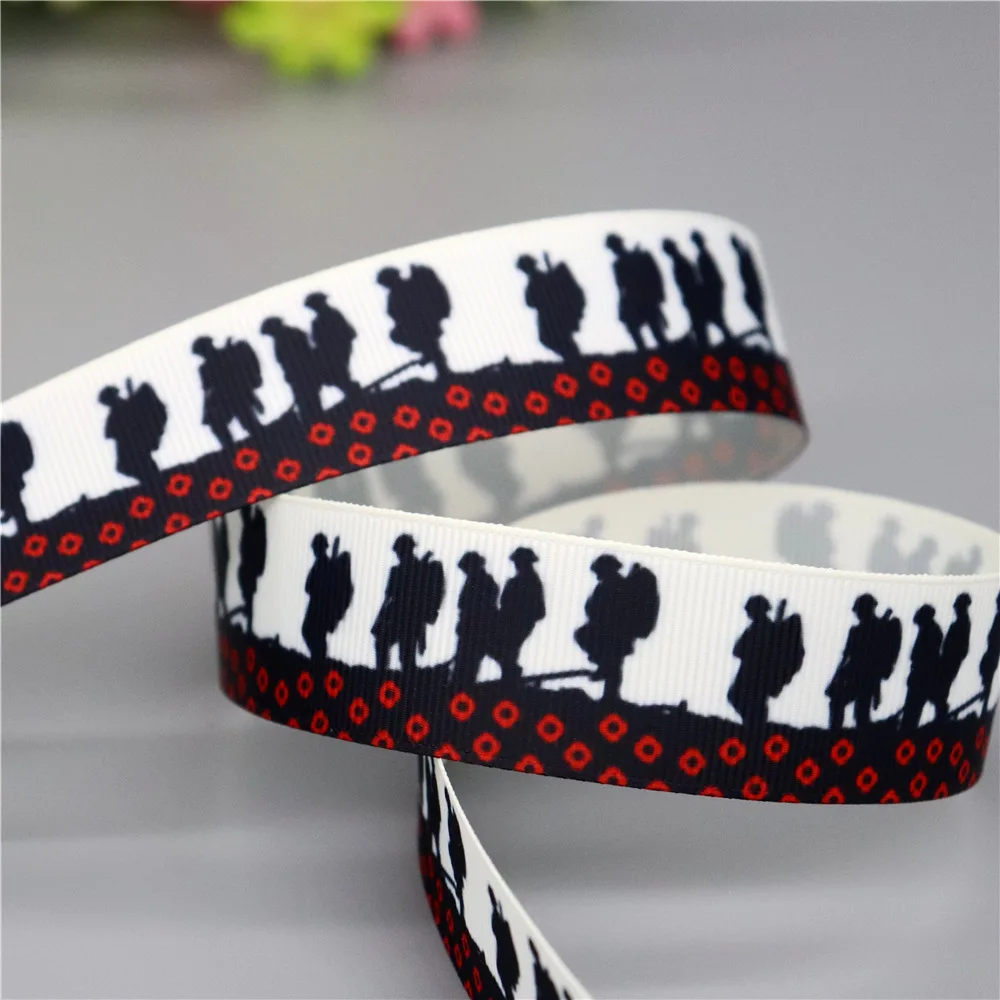 DHK 50yards Usa Army Guard Blue Brothers Dog Paw Printed Grosgrain Ribbon Accessories Headwear Collar DIY Sewing Craft S2547