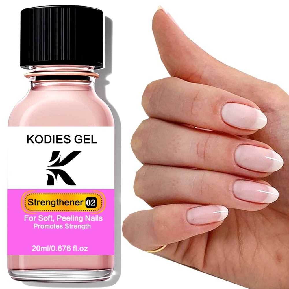 KODIES GEL Nail Strengthener Nail Art Treatment Growth Air Dry Milky Pink Growth Base Oil Normal Nail Polish Hardener Strength