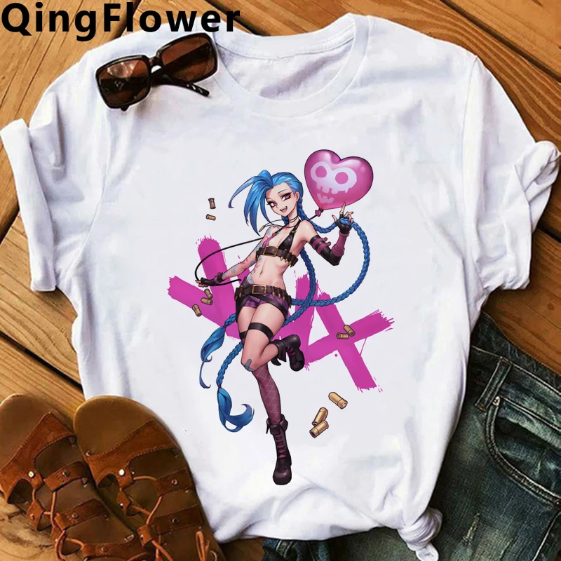 Fashion JINX ARCANE MONKEY Anime T Shirt Men Unisex Funny Cartoon T-shirt Casual Streetwear Graphic Shirt Hip Hop Top Tees Male