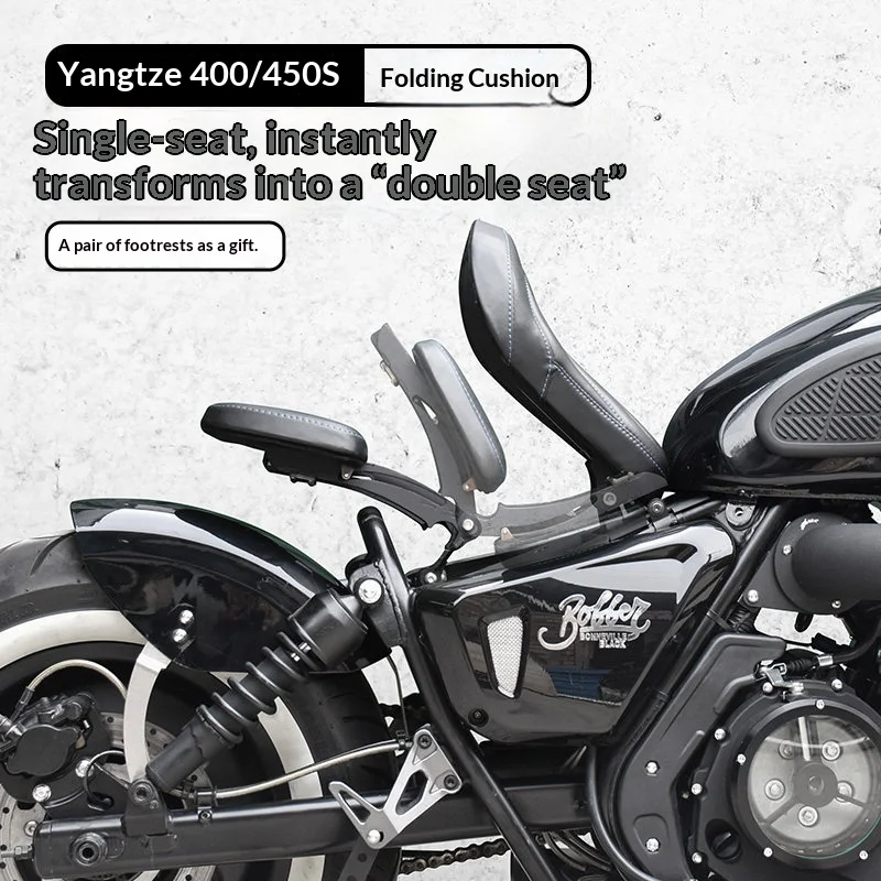 【Premium】For Changjiang Bobbie 400/450S700 modified foldable seat cushion, single seat cushion converted to double seat, rear se