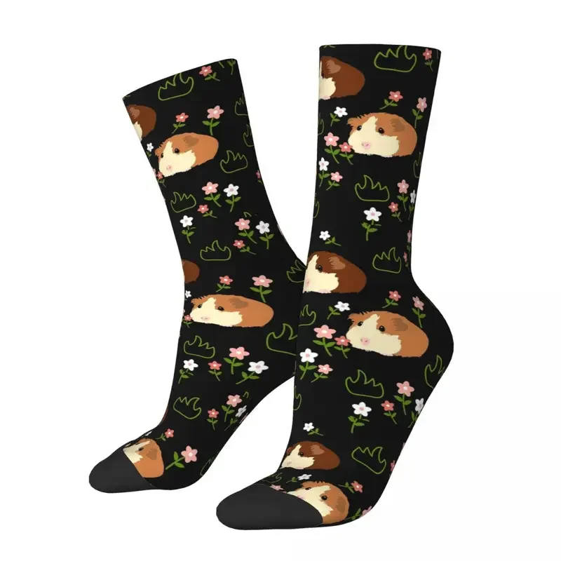 Y2K Guinea Pig And Flowers - Black Harajuku Super Soft Stockings All Season Long Socks For Man'S Woman'S Birthday Present