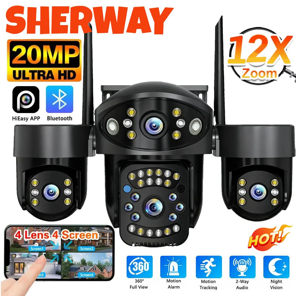 �y�Z�[�����z10K 20MP Wifi�Z�L�����e�B�J���� ���C�����X���O 4�����Y 4��� 360�x °   PTZ�J���������ǐ�CCTV 12�{�Y�[���Ď�