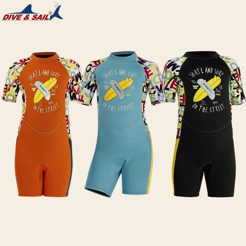 

Цельный неопреновый гидрокостюм SCR с короткими рукавами 2,5 мм для мальчиков и девочек, купальник с молнией сзади, купальный костюм для дайвинга, подводного плавания, серфинга и дайвинга