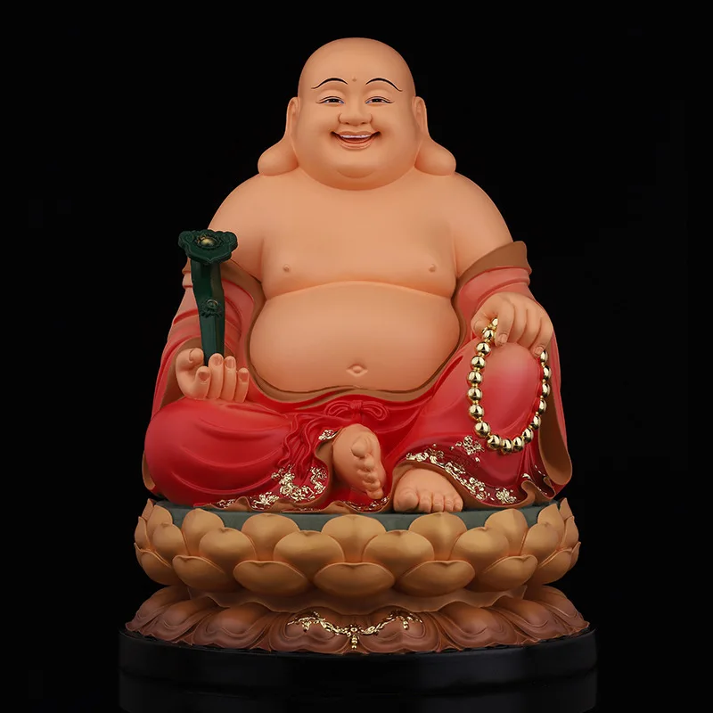 30CM Asia home Shrine altar shop Worship high grade color Resin Maitreya God of wealth BUDDHA efficacious protection statue