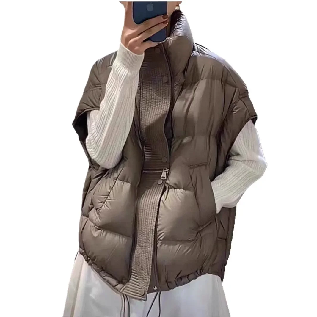 فضفاض التخسيس تنوعا قصيرة شخصية ملابس خارجية أناقة سترة عادية الوقوف طوق المرأة أسفل سترة 2025 الخريف الشتاء #4