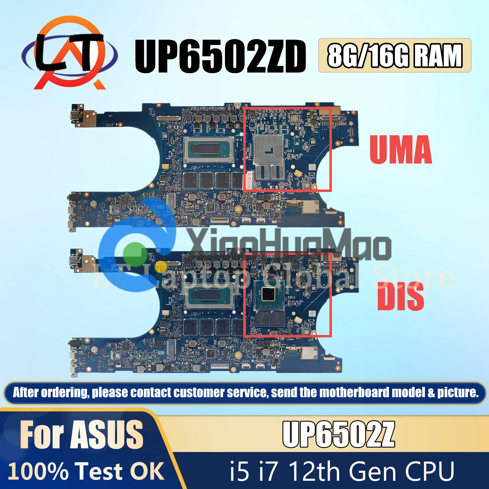 

UP6502ZD notebook mainboard For ASUS ZenBook Pro Flip UP6502Z Laptop Motherboard With i5-12500H i7-12700H CPU 8G 16G RAM chips