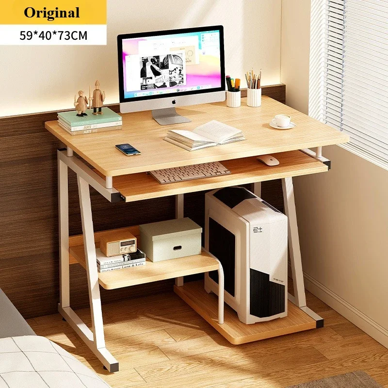 Small Computer Desk for Small Spaces Writing Table with Stand Keyboard Tray Monitor Storage for Home Office, Laptop Desk