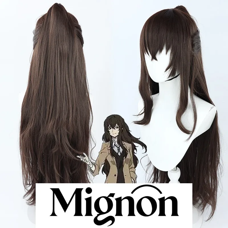 Bungo Stray Dogs – perruque de Cosplay marron avec queue de cheval, Osamu Dazai, Version cheveux longs, échangeable au genre, Version féminine