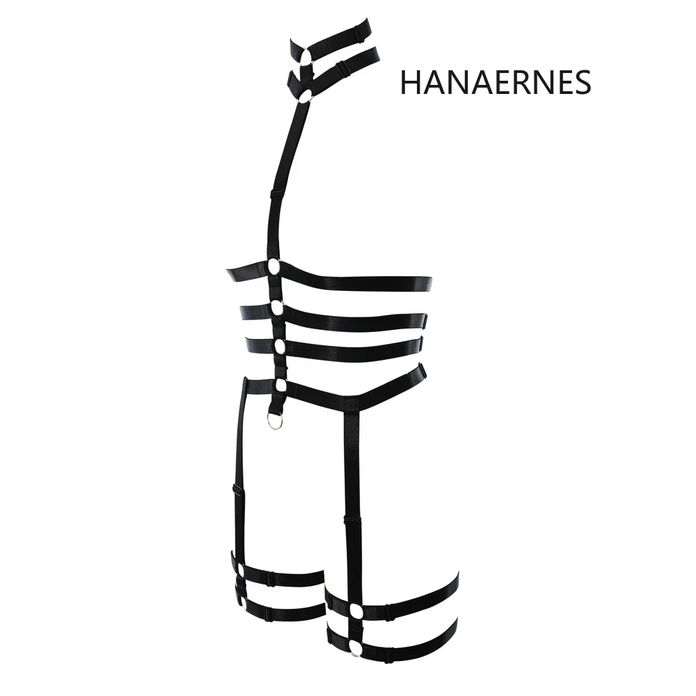 HANAERNES-arnés de cuerpo gótico para mujer, liguero elástico, Sexy, Bondage, jaula, sujetador, ropa fetiche, Liga gótica, hombro de boda