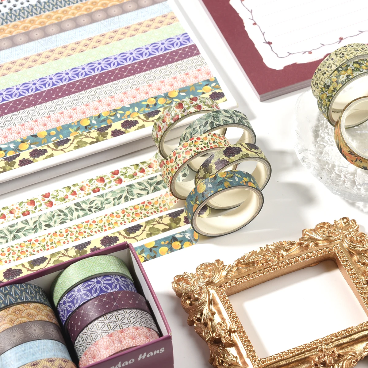 

10 рулонов милых наклеек, декоративная лента, эстетичные канцелярские принадлежности, набор цветочных лент васи для скрапбукинга и украшения дневников, школьные принадлежности