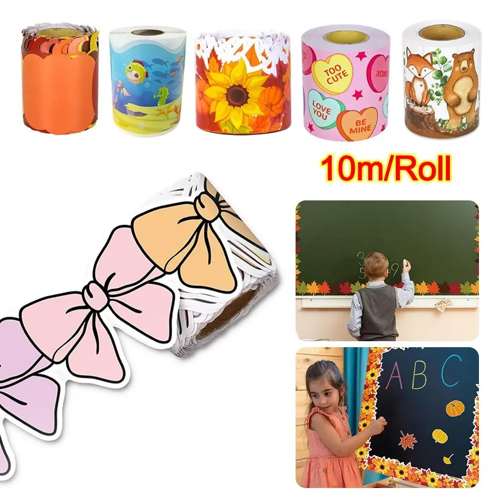 الملونة القوس الحدود ملصق مزخرفة زهرة DIY ملصق الحدود ملصقات ذاتية اللصق الأسود مجلس ملصقات الزخرفية #5